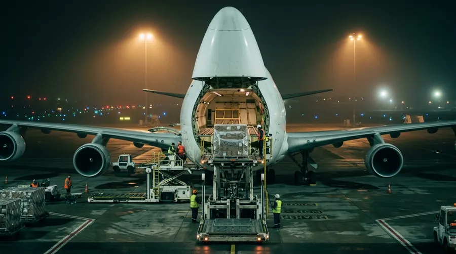 Express service: cargo plane loading