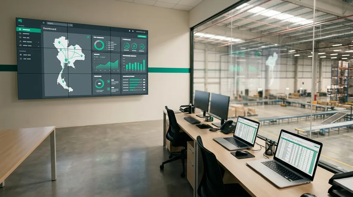 Warehouse operations team monitoring order and inventory dashboards