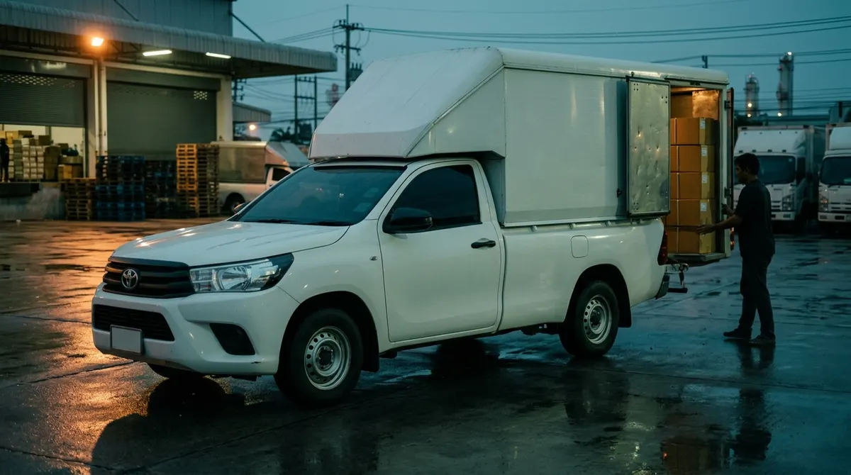 Cargo-box pickup truck